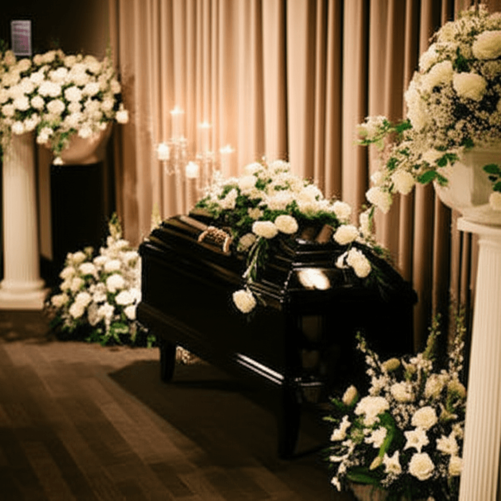 Camera ardente elegante con fiori